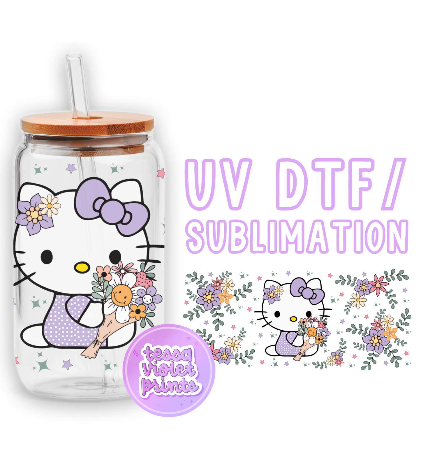 a hello kitty water bottle with a straw in it