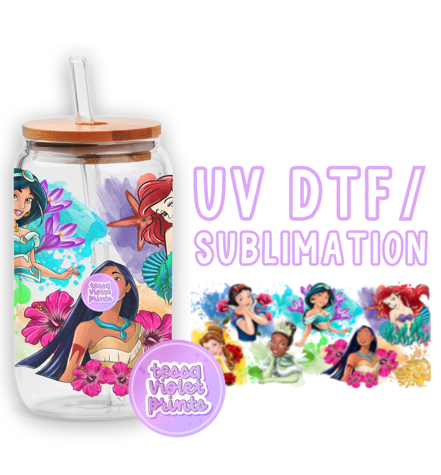 a glass jar with a lid and a picture of a mermaid on it