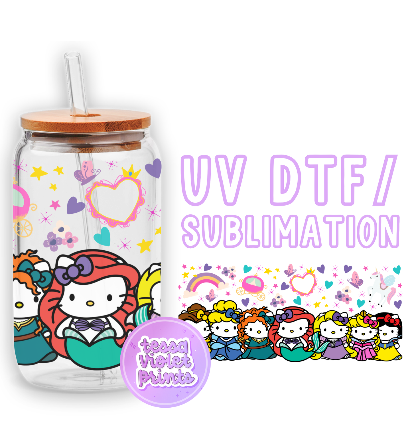 a glass jar with a hello kitty sticker on it