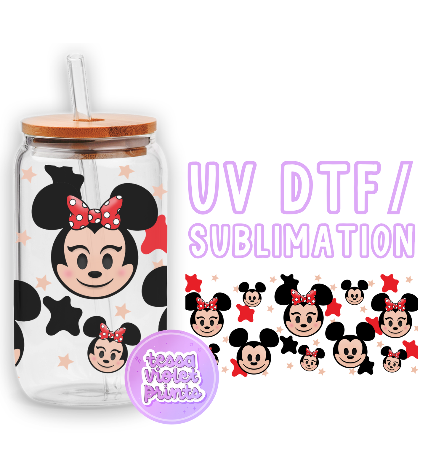 a glass jar with a minnie mouse face on it