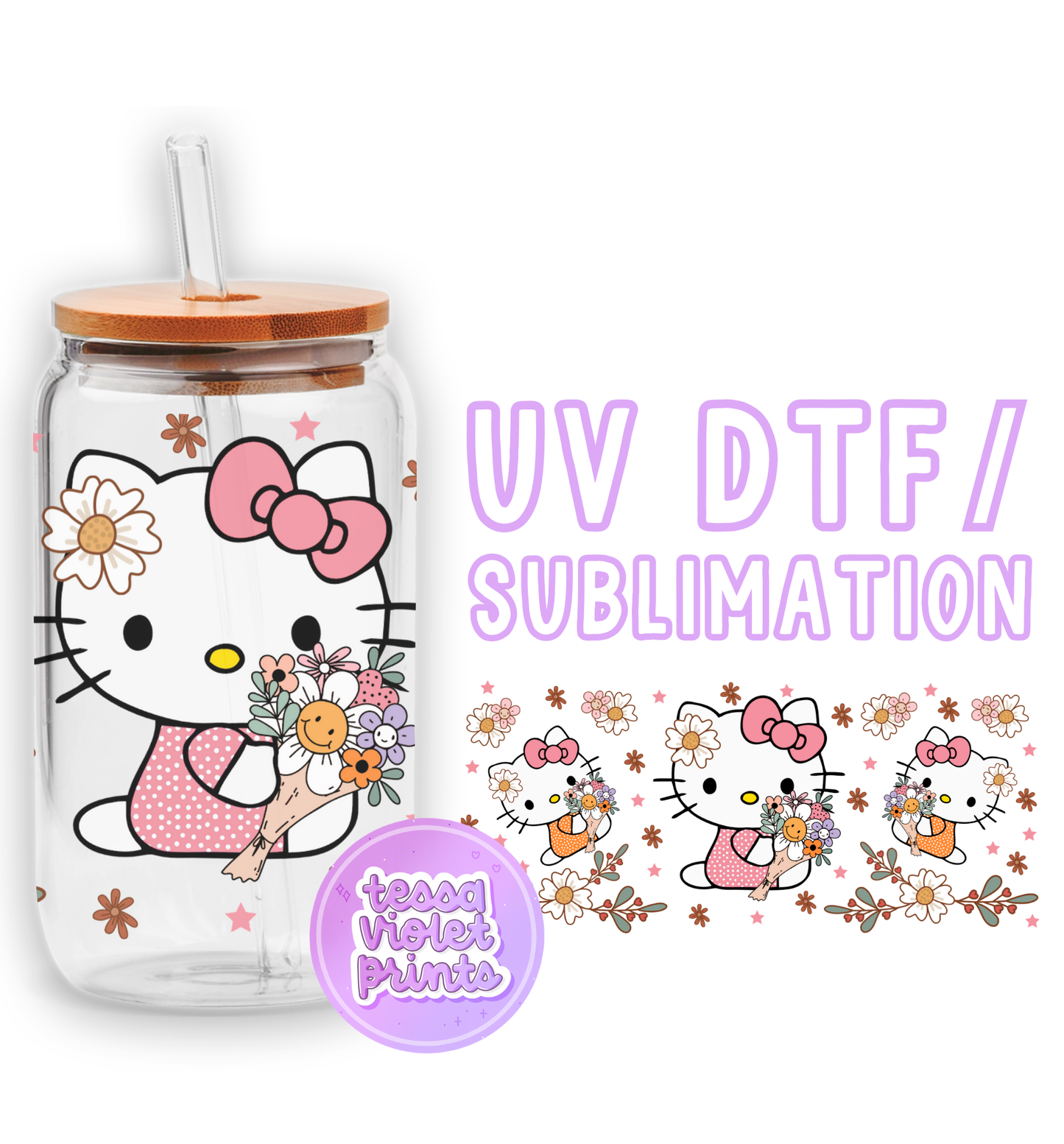 a hello kitty water bottle with a straw in it