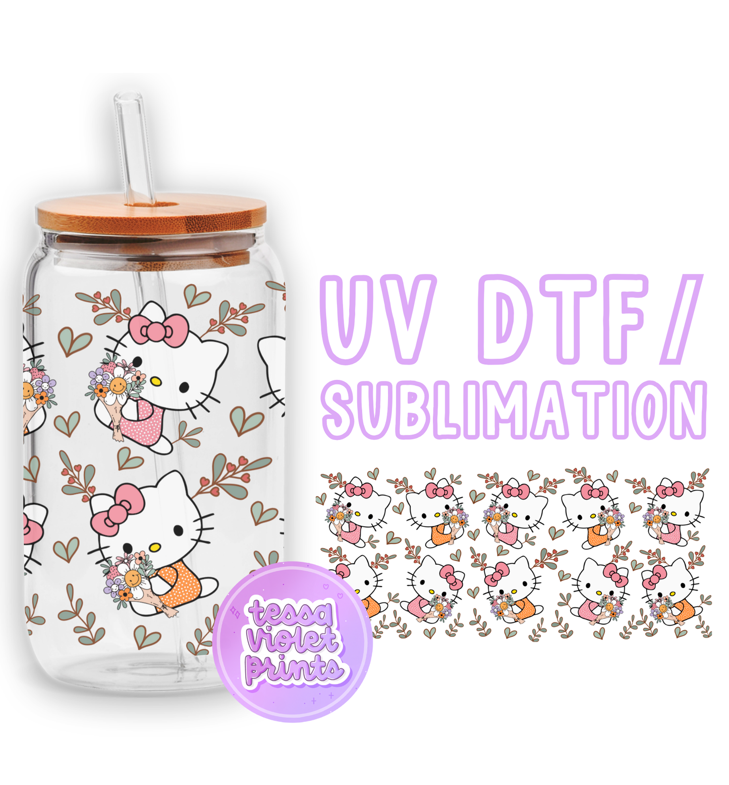 a hello kitty glass with a straw in it