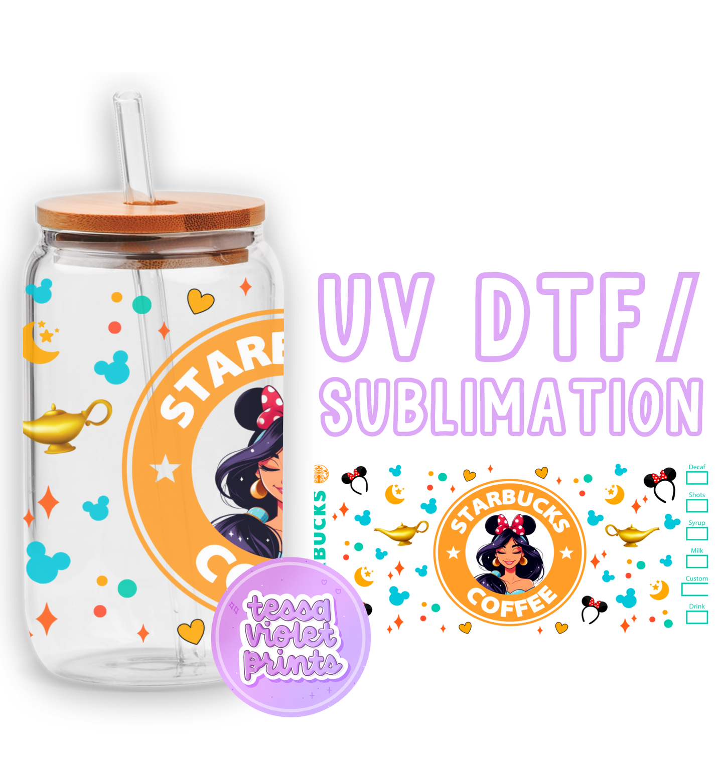 a glass cup with a straw in it