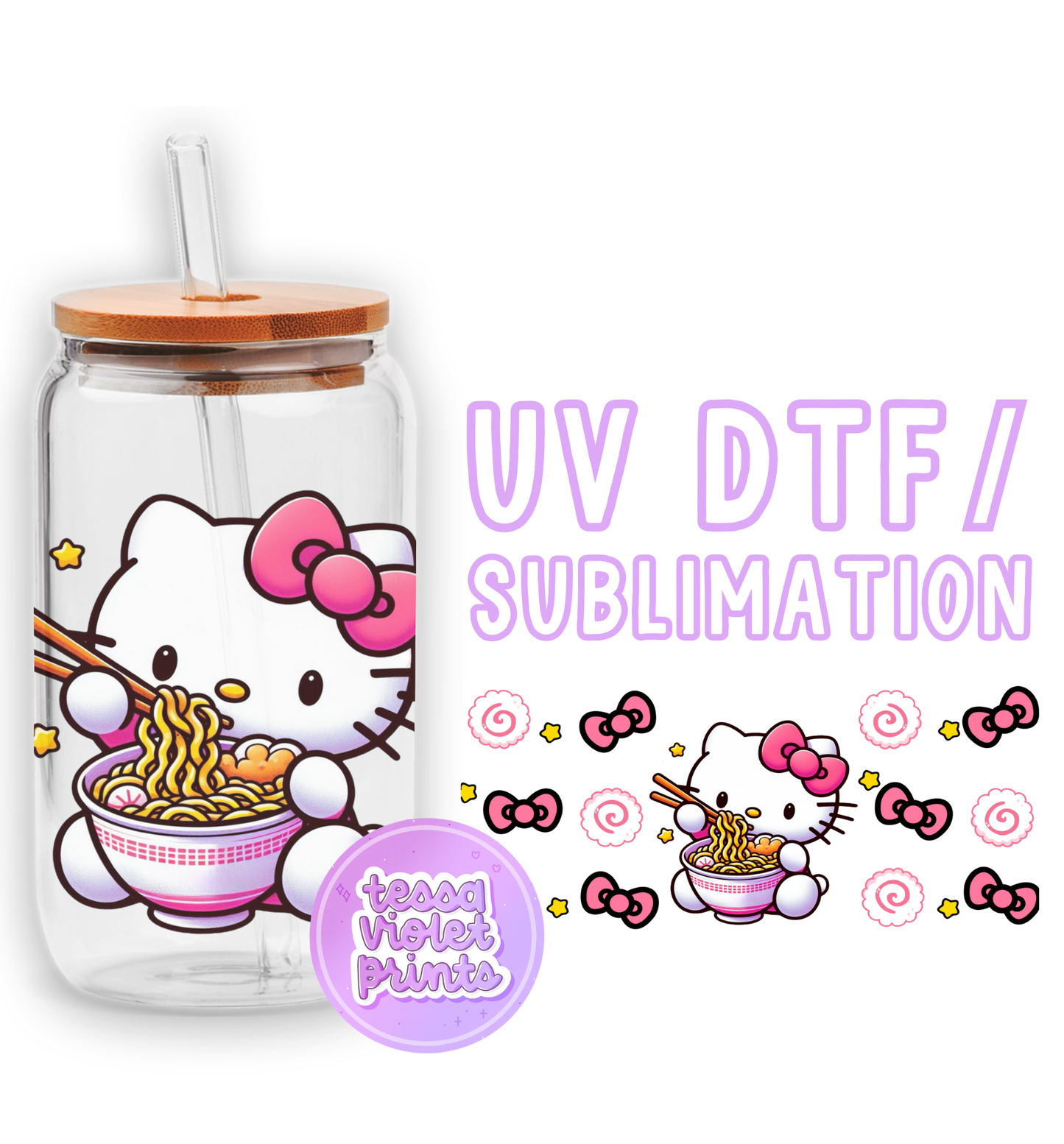 a picture of a hello kitty drinking out of a cup