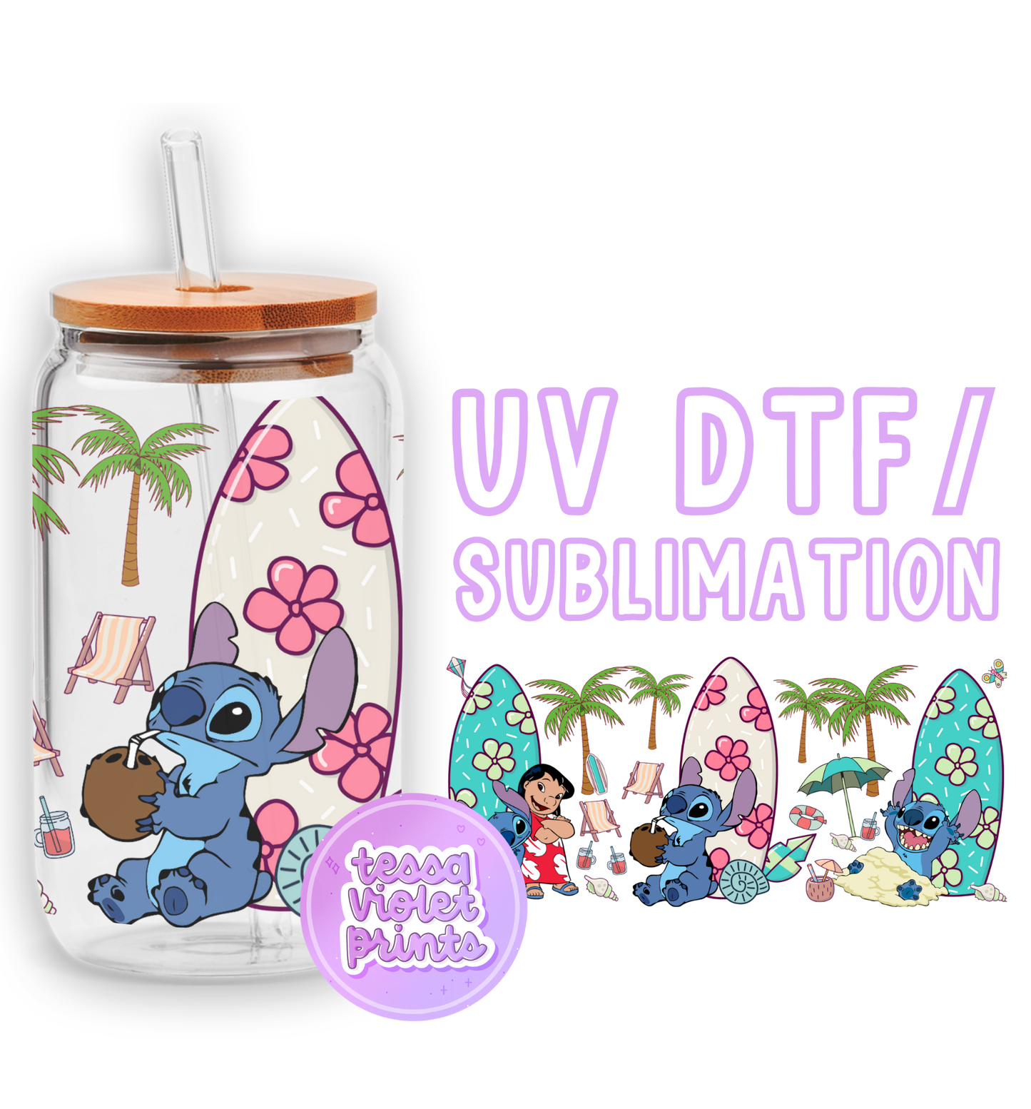 a glass jar with a picture of stitch stitch stitch stitch stitch stitch stitch stitch stitch