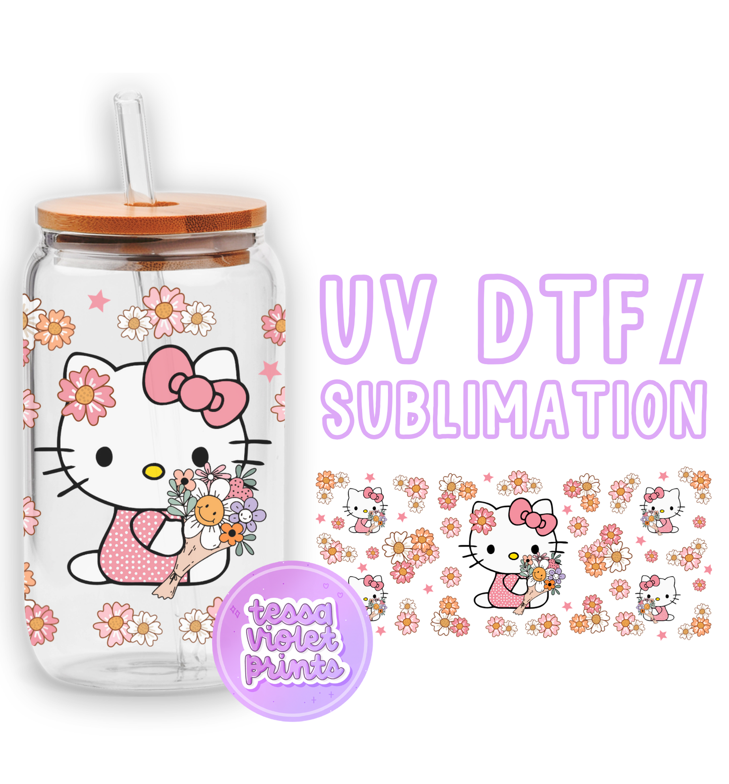 a hello kitty water bottle with a straw in it