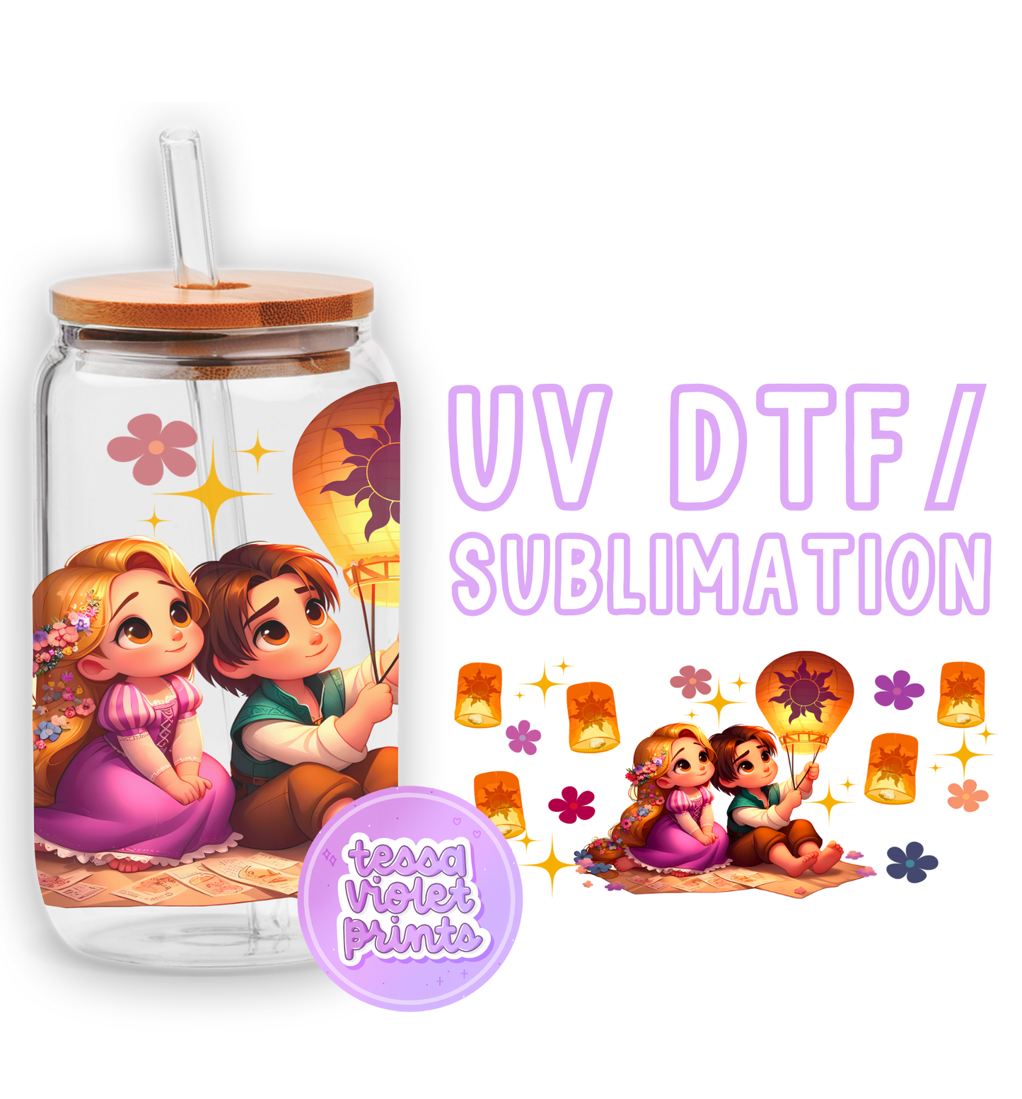 a glass jar with a picture of a couple on it