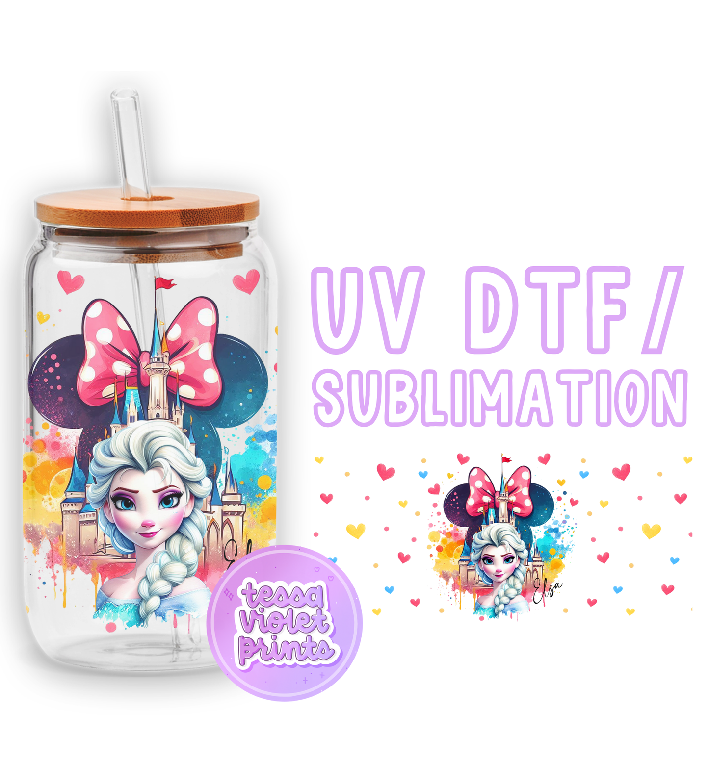 a glass jar with a minnie mouse design on it