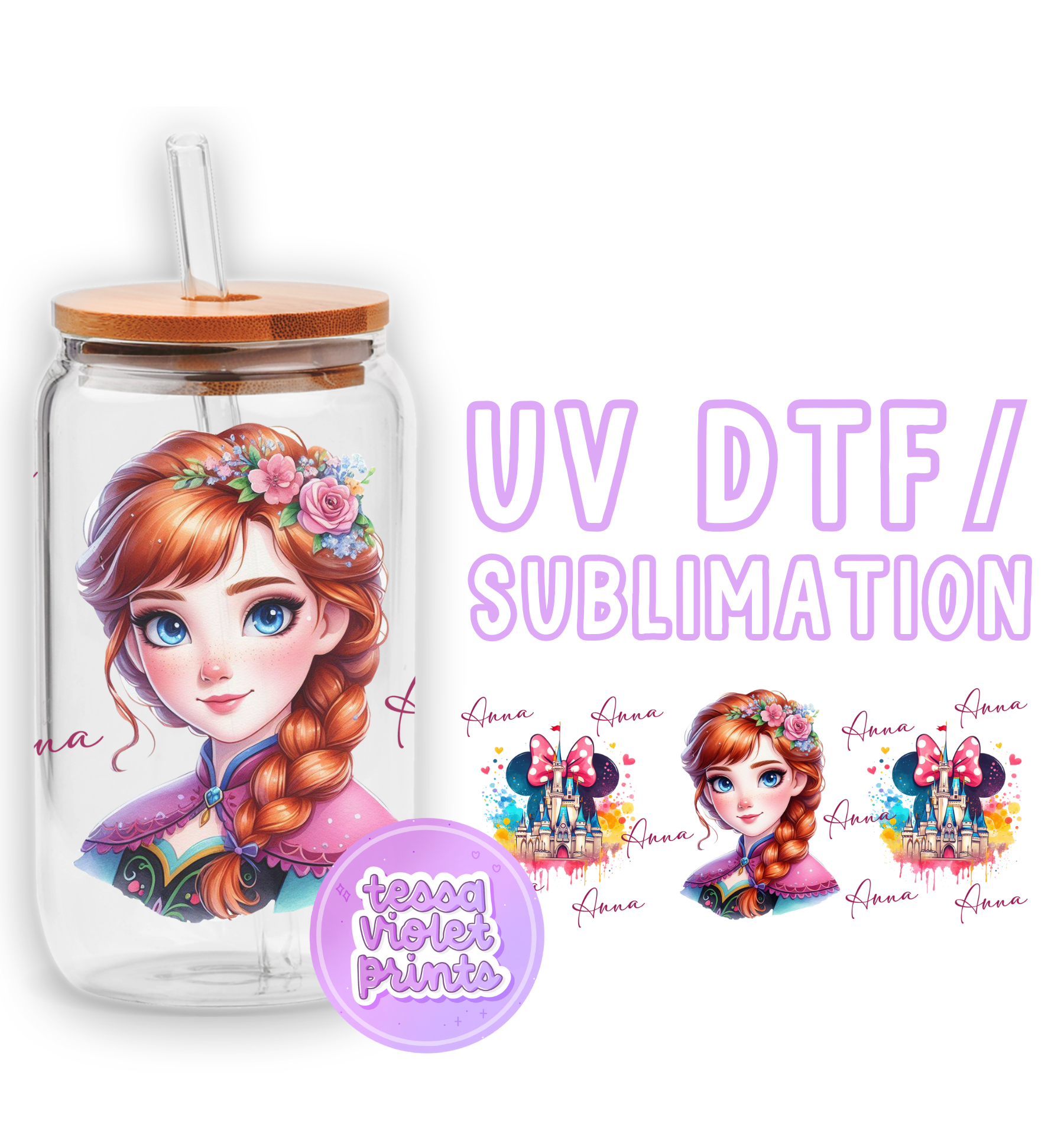 a glass jar with a picture of a girl on it