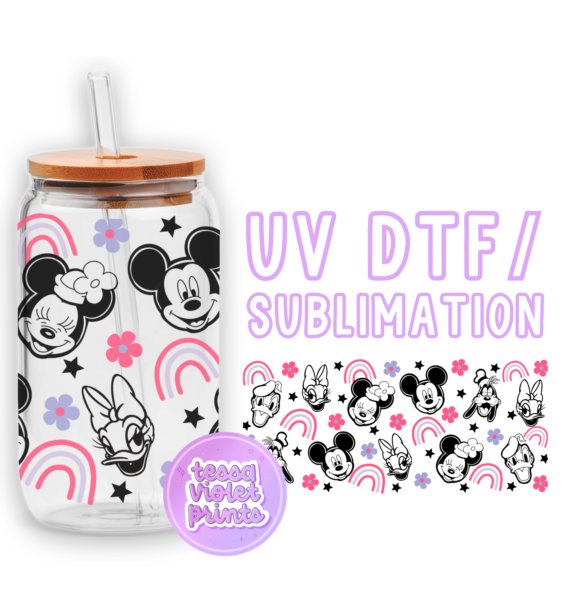 a minnie mouse jar with a straw in it