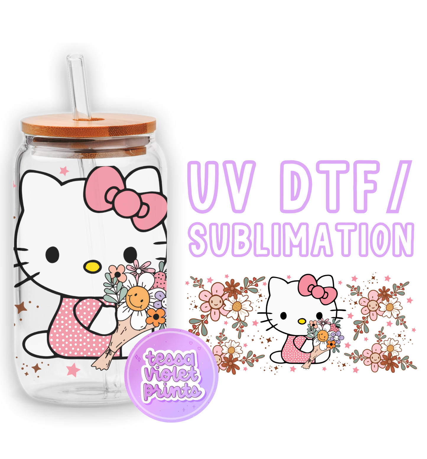 a hello kitty water bottle with a straw in it