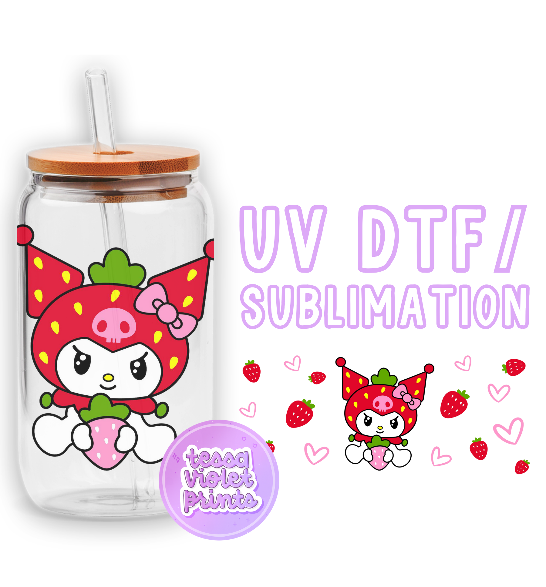 a glass jar with a hello kitty sticker on it