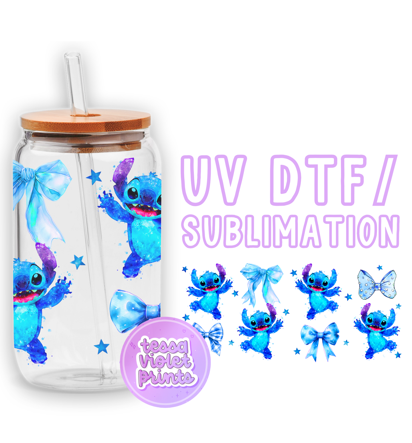 a glass jar with a blue stitching stitch stitch stitch stitch stitch stitch stitch stitch