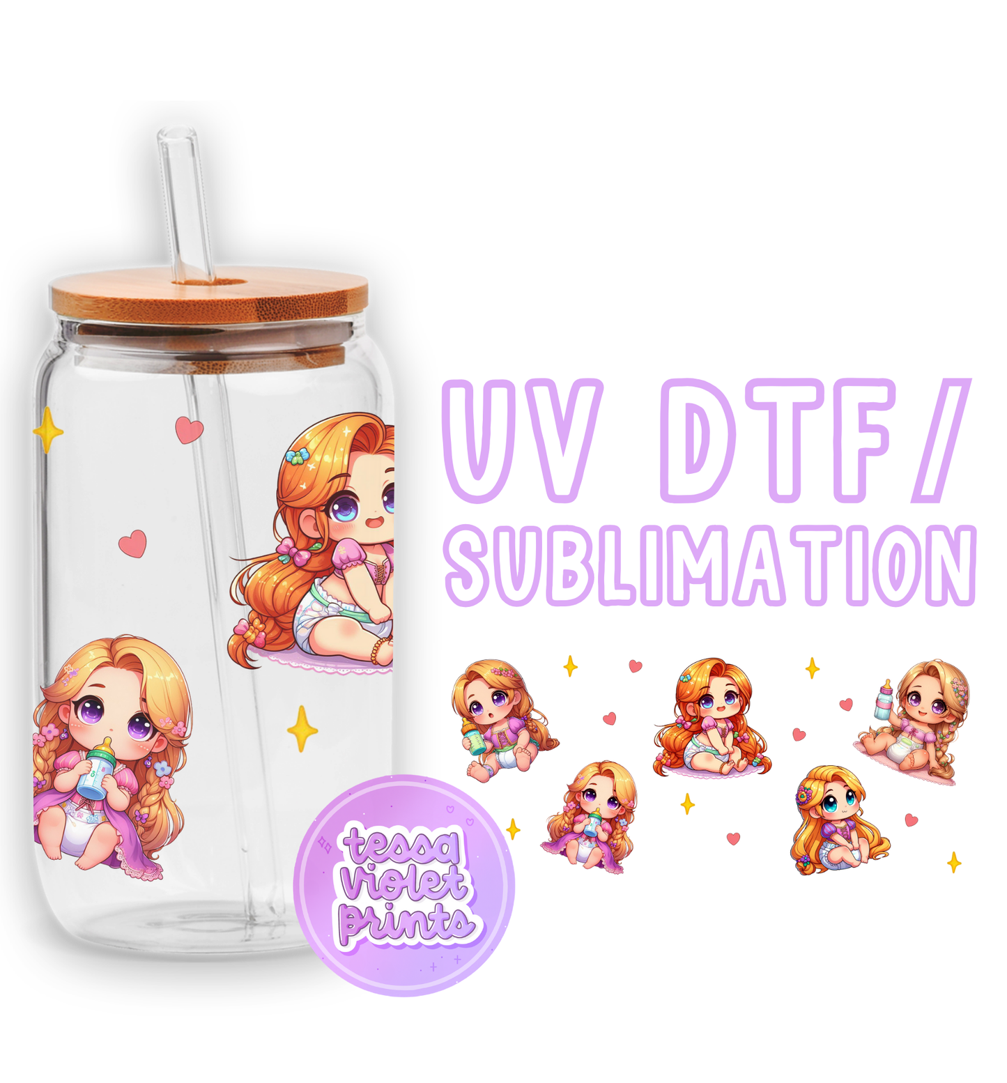 a glass jar with a picture of a girl on it