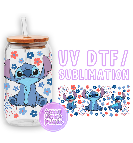 a glass jar with an image of stitch stitch stitch stitch stitch stitch stitch stitch stitch