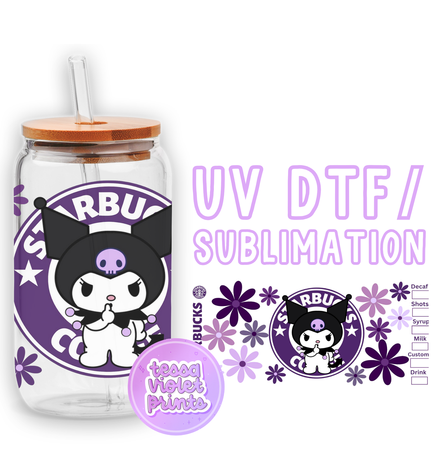 a glass jar with a cat sticker on it