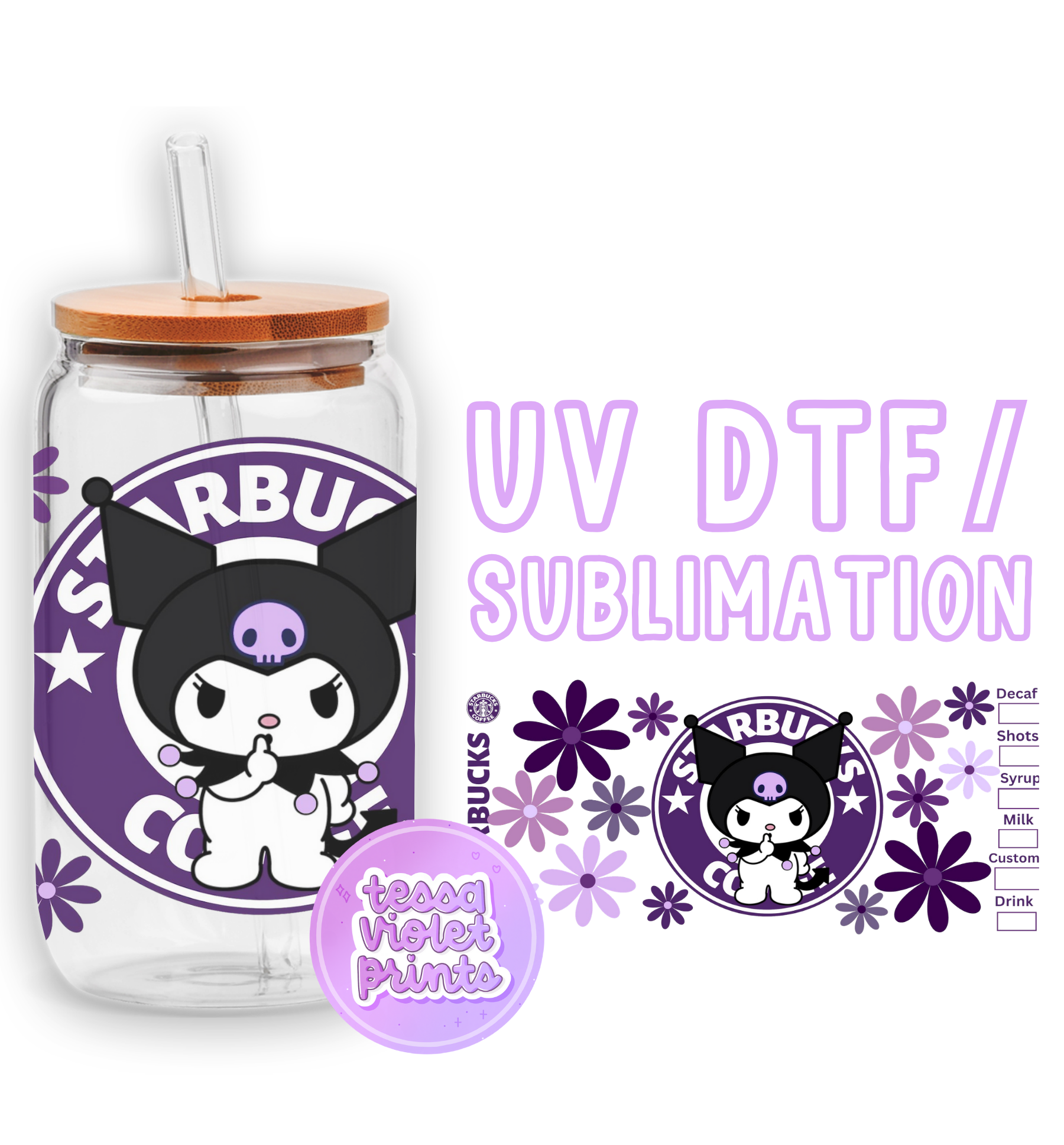 a glass jar with a cat sticker on it