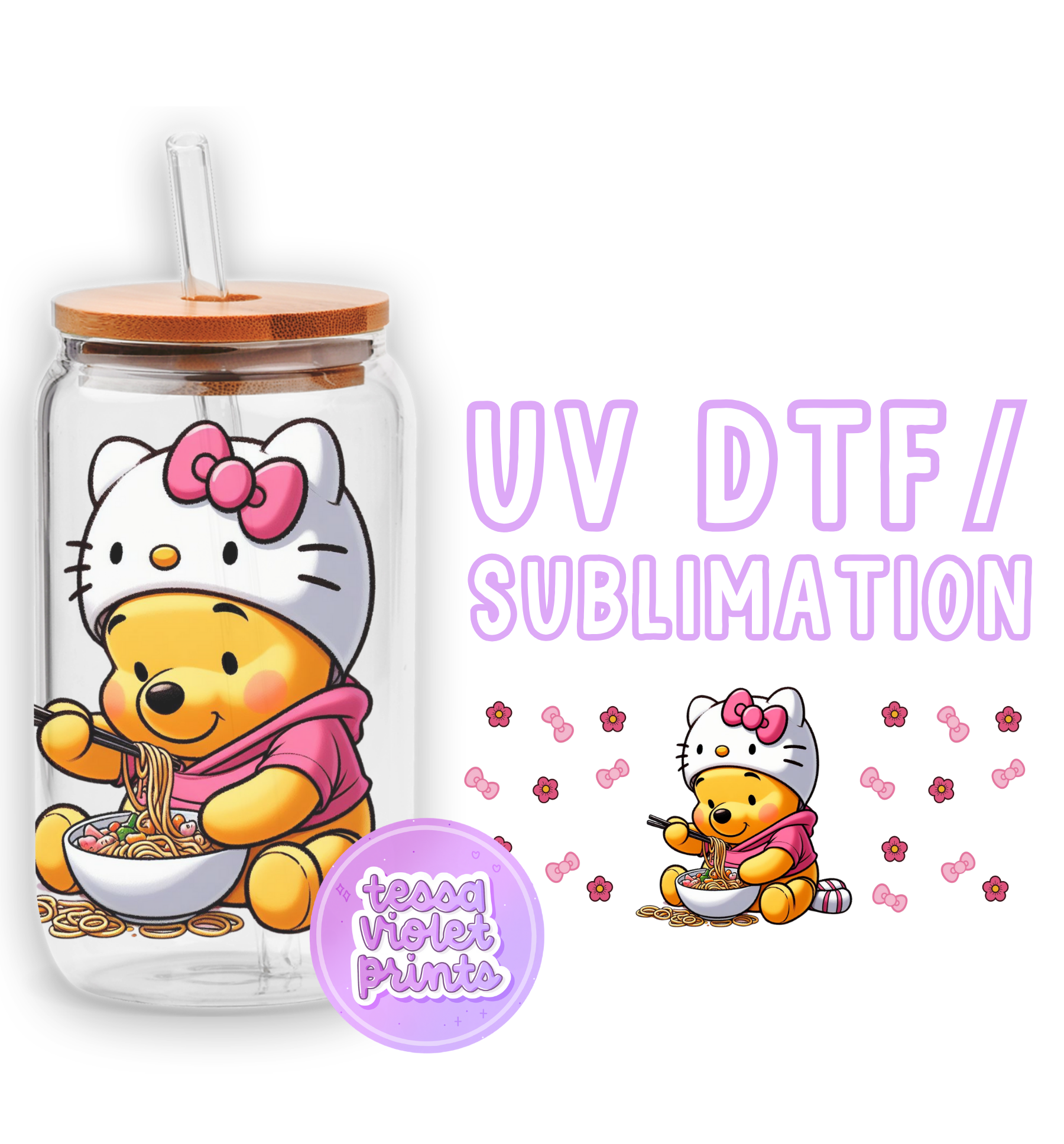 a hello kitty drinking out of a cup