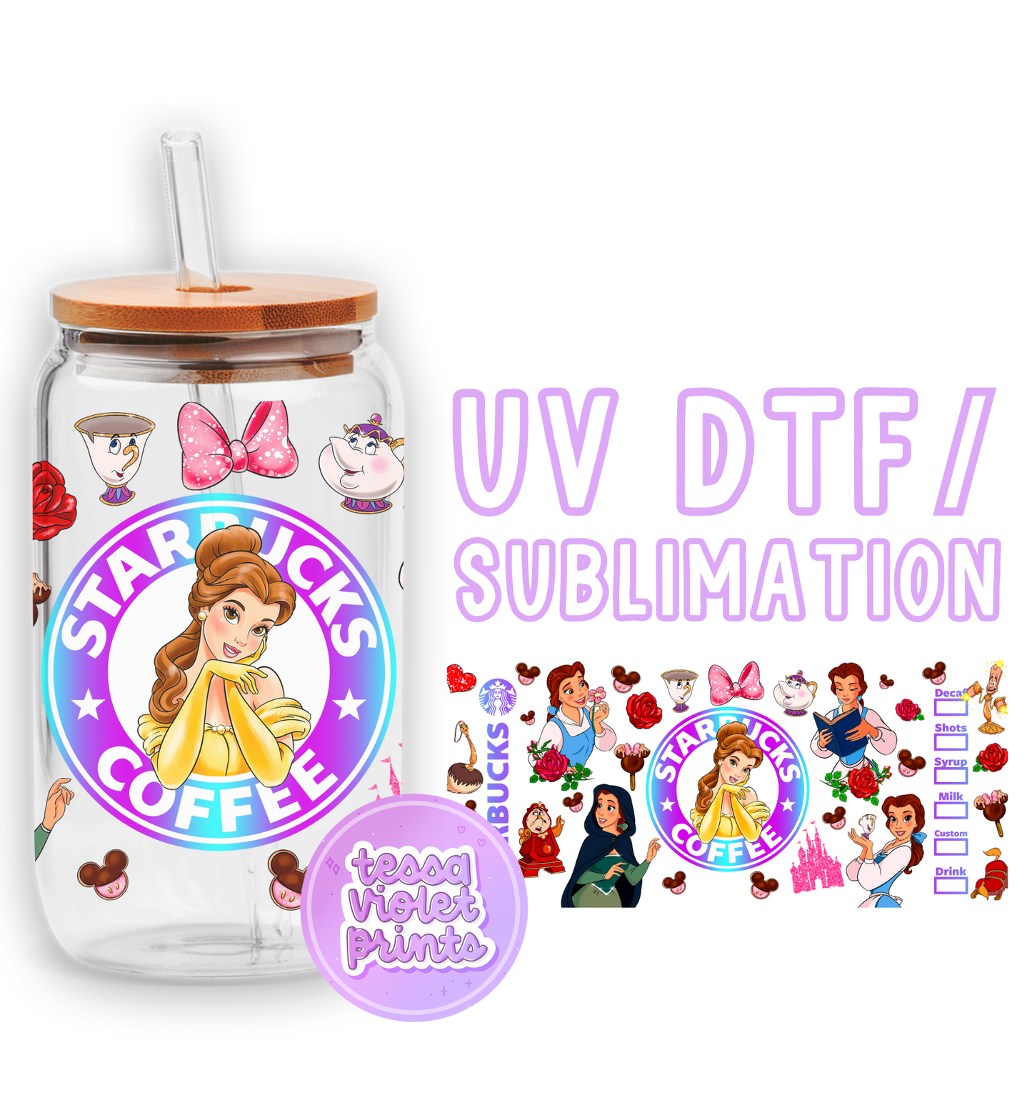 a glass jar with a lid and a sticker with a picture of a girl