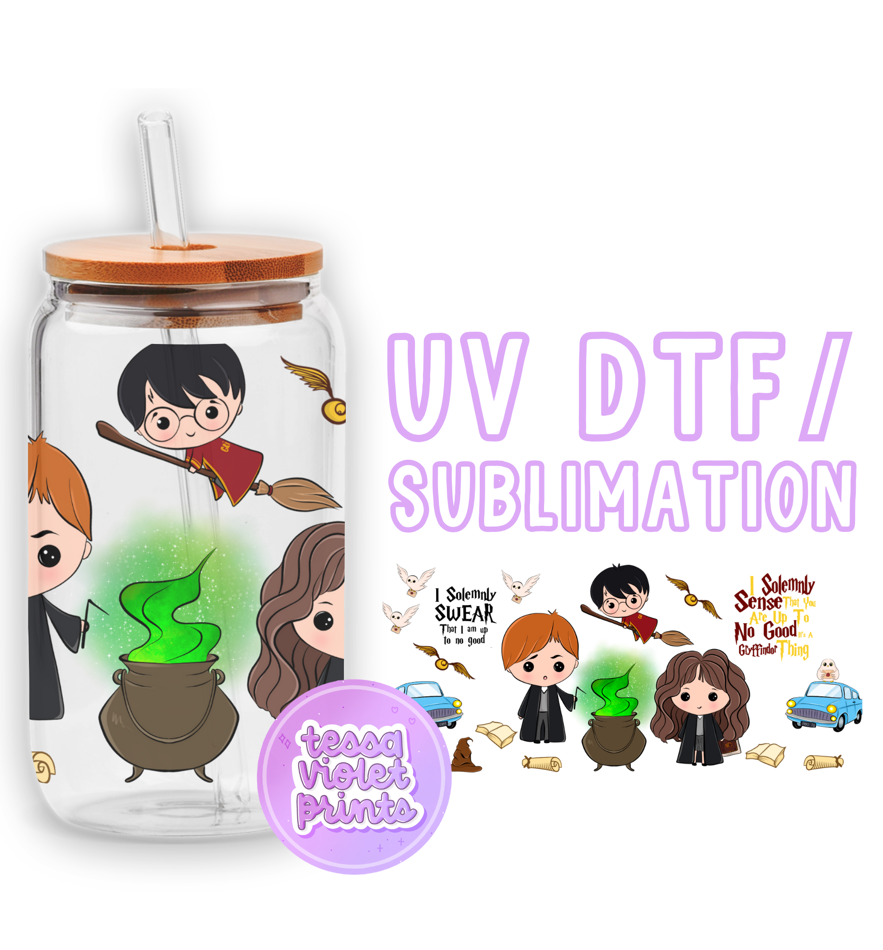 a glass jar with a picture of harry potter on it