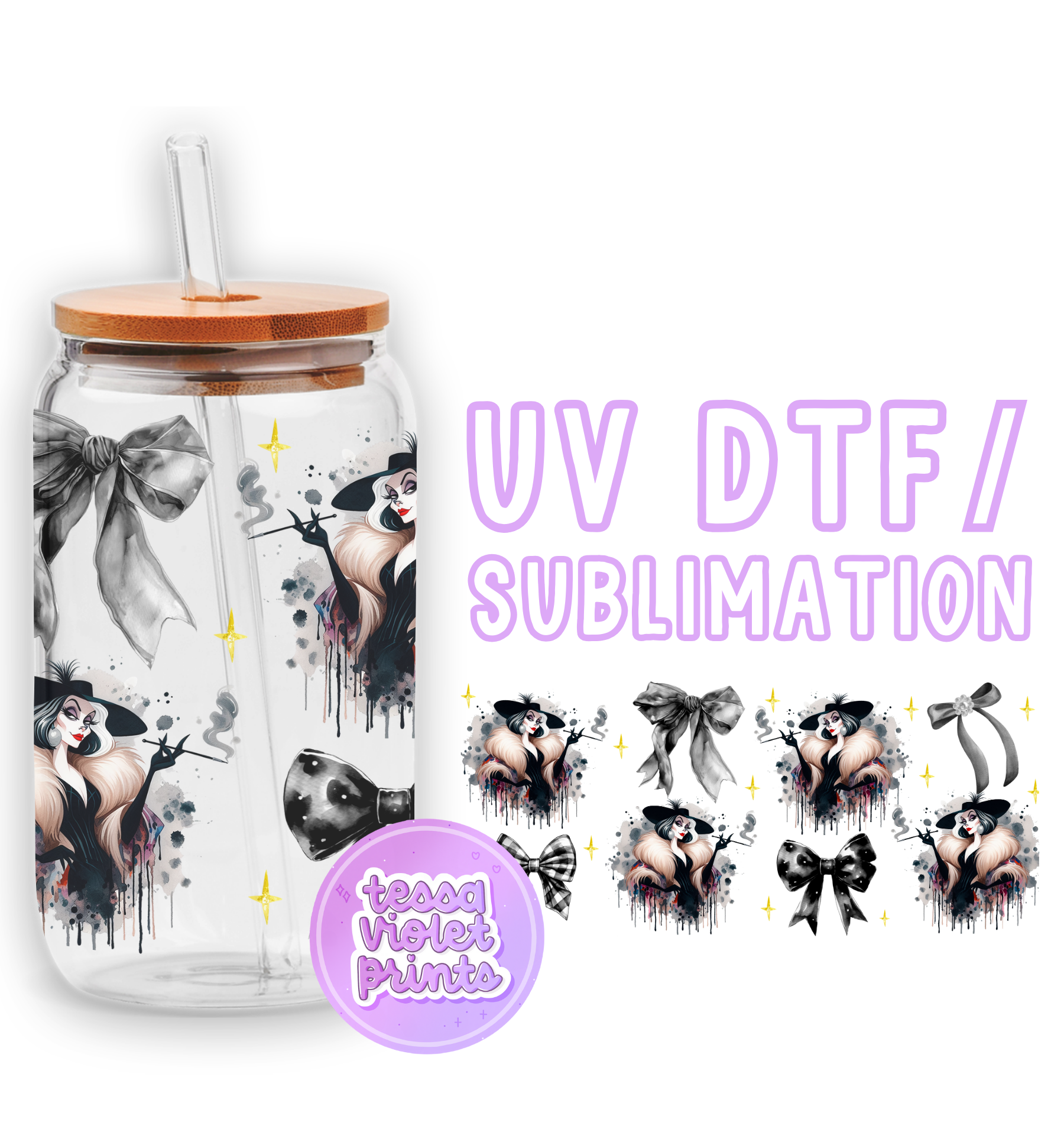 a glass jar with a picture of a woman on it