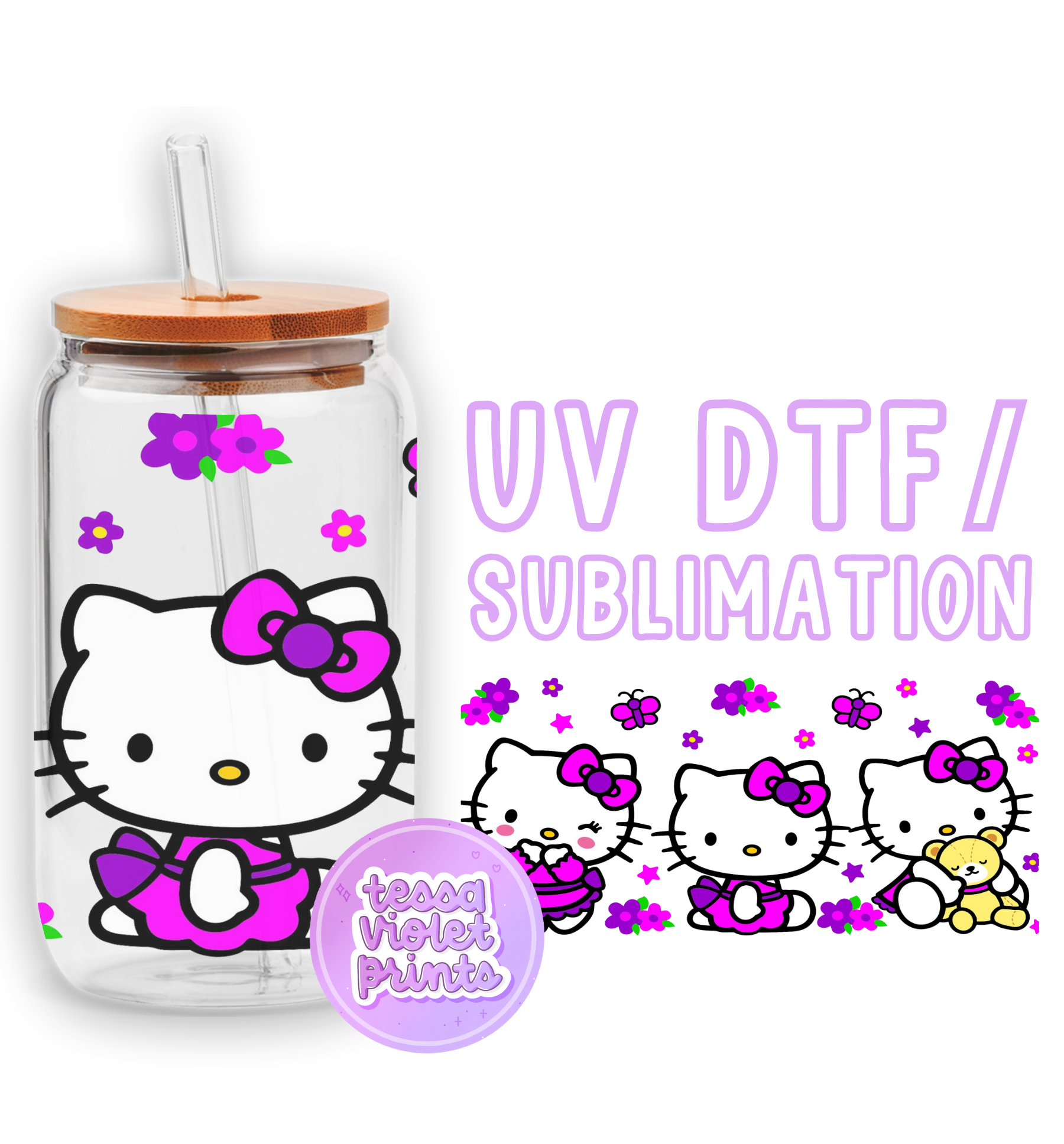 a hello kitty water bottle with a straw in it