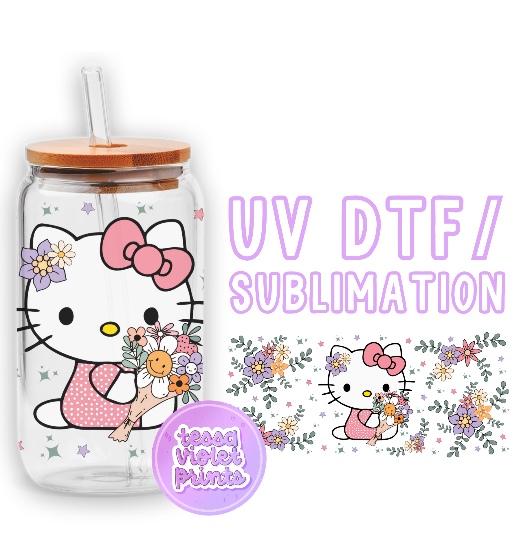 a hello kitty water bottle with a straw in it