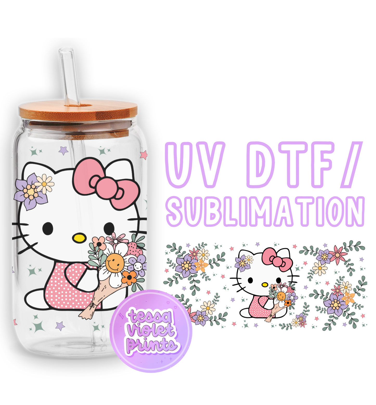 a hello kitty water bottle with a straw in it