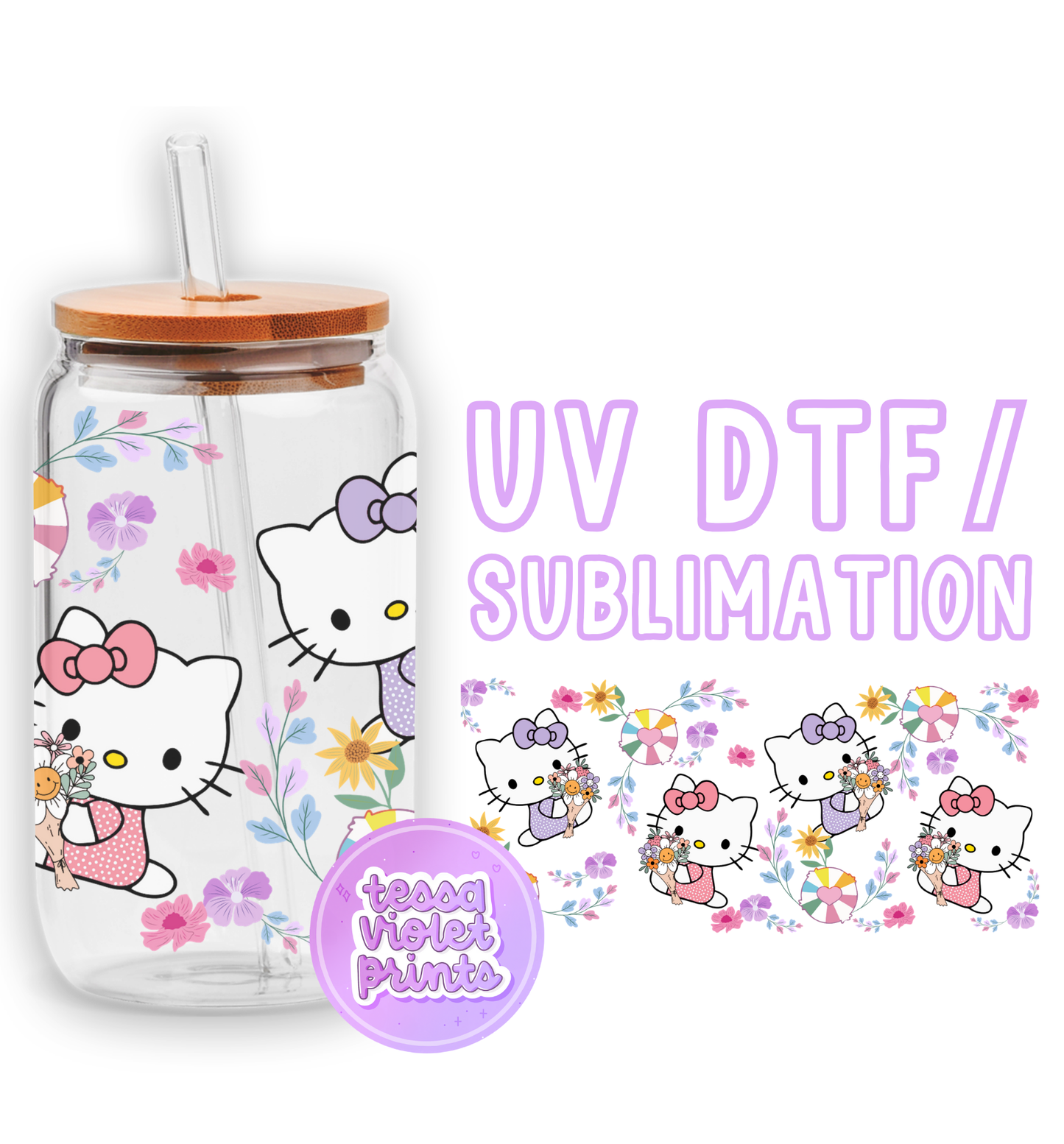 a hello kitty water bottle with a straw in it