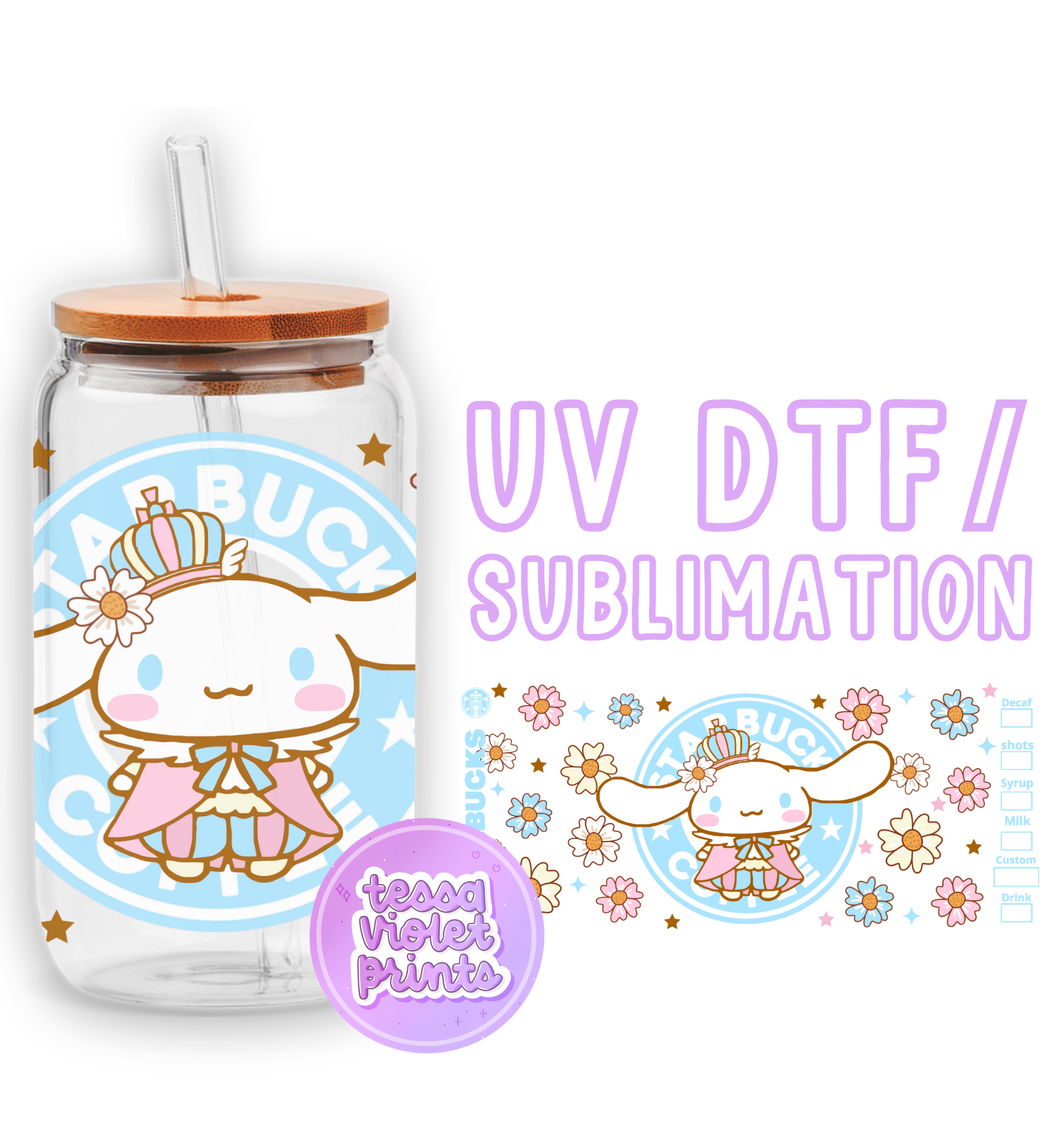 a glass jar with a cartoon character on it