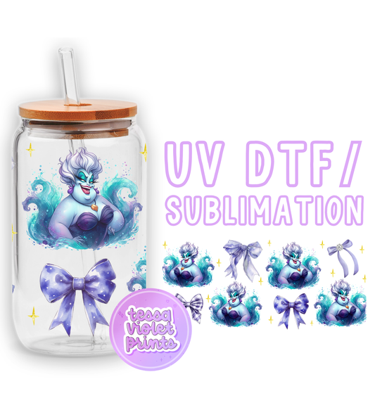 a glass jar with a picture of a mermaid on it