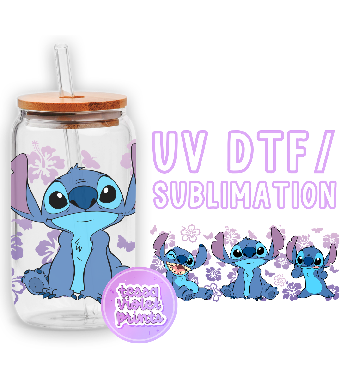 a glass jar with a picture of stitch stitch stitch stitch stitch stitch stitch stitch stitch