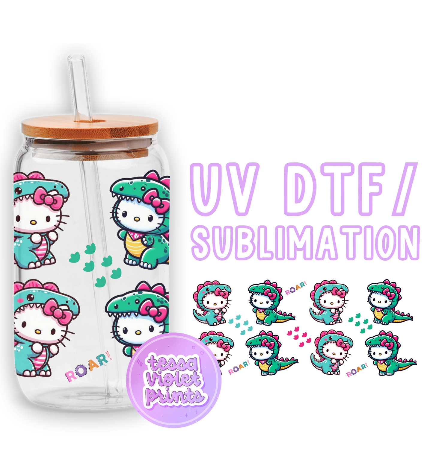 a water bottle with hello kitty stickers on it