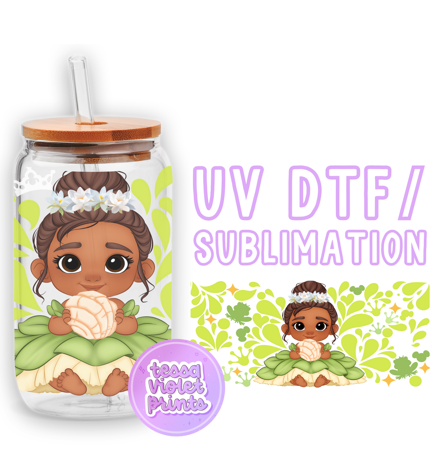 a glass jar with a picture of a little girl inside of it