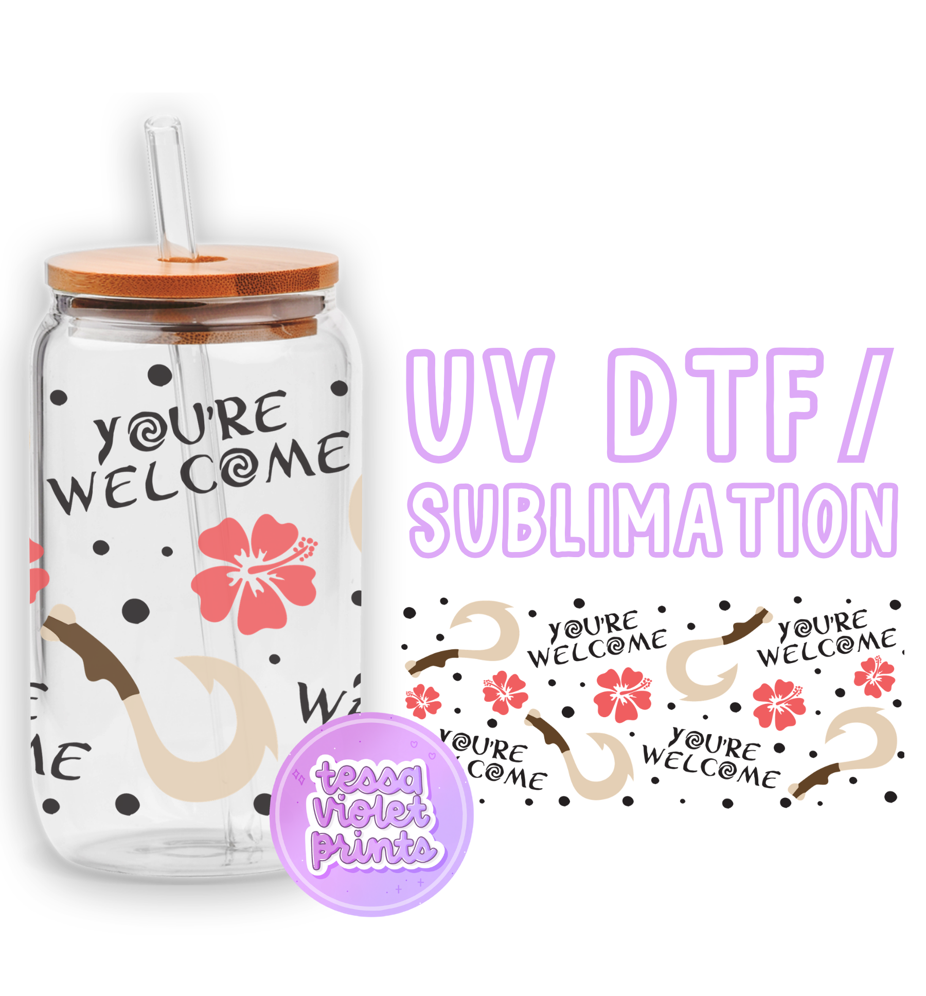 a glass jar with a straw lid and a sticker with the words you '