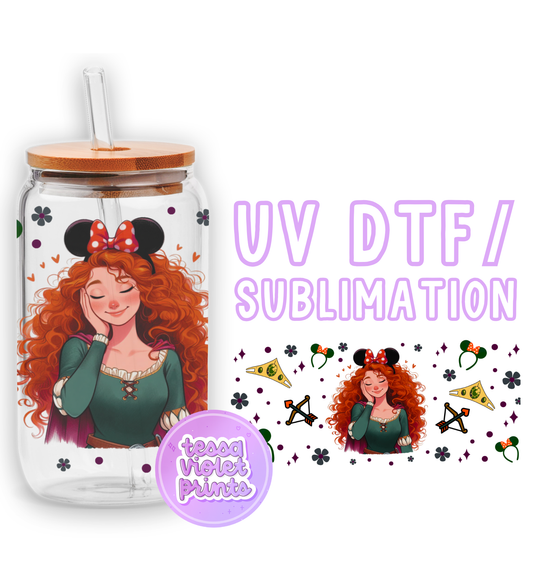 a glass jar with a picture of a red haired girl