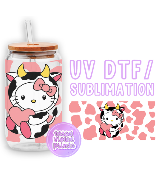 a glass jar with a hello kitty sticker on it