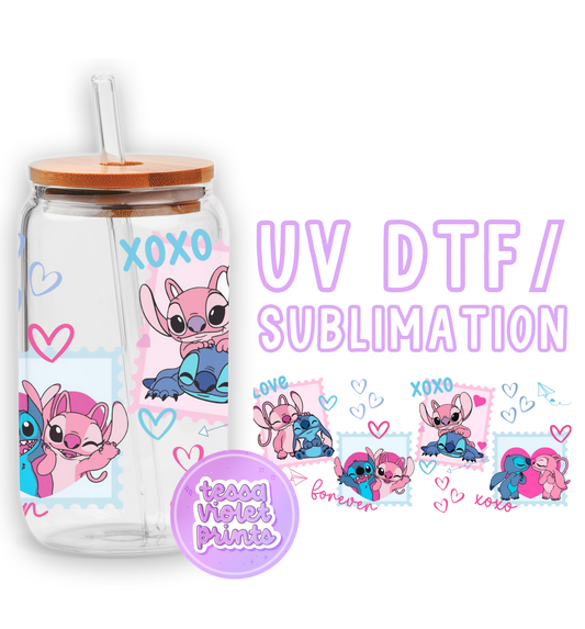 a picture of a glass jar with stickers on it