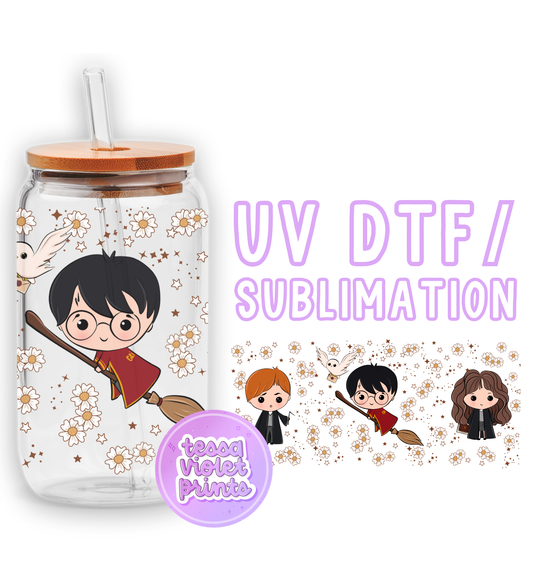 a glass jar with a sticker of harry potter on it