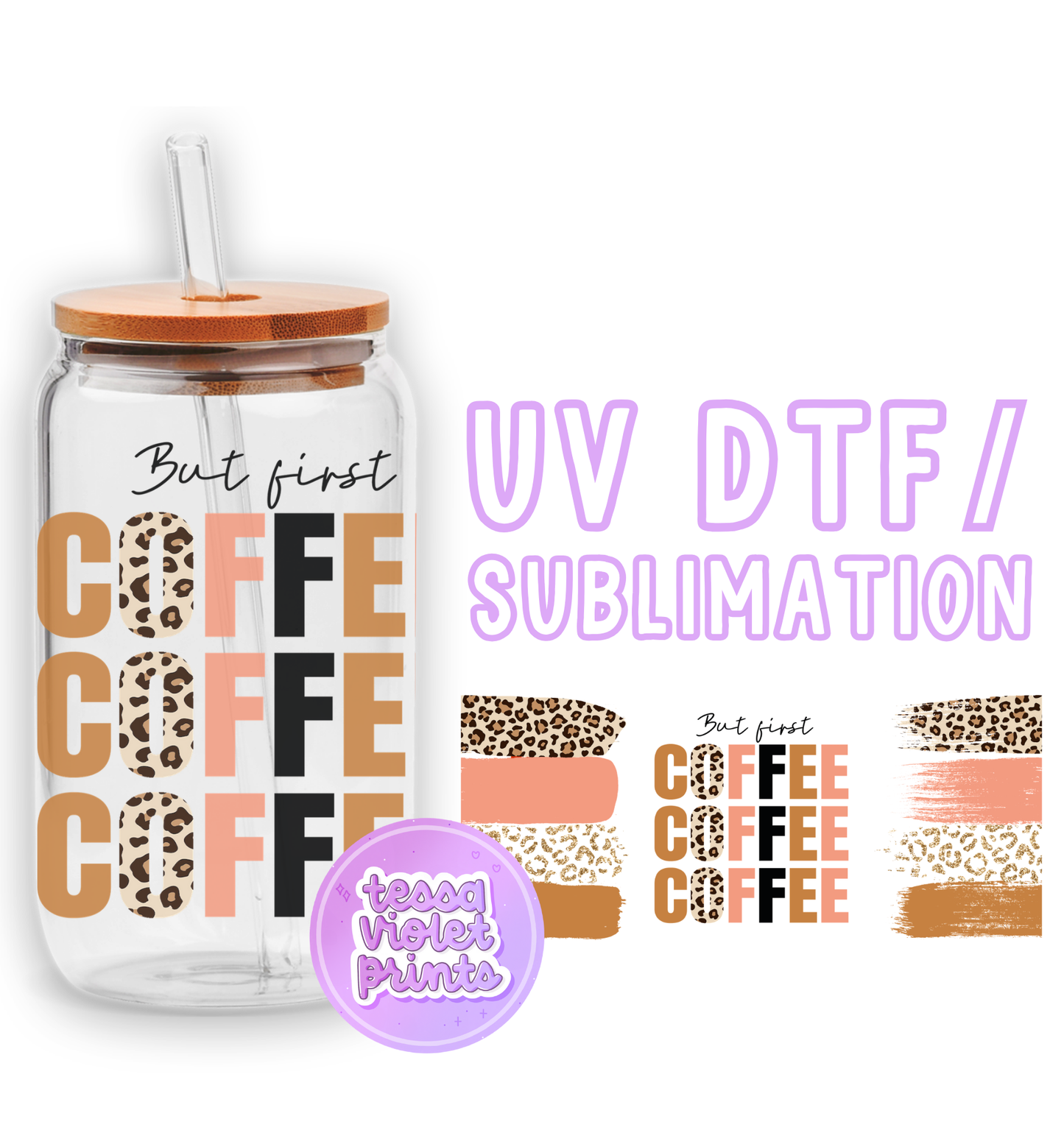 a glass jar with a lid and a straw in front of it