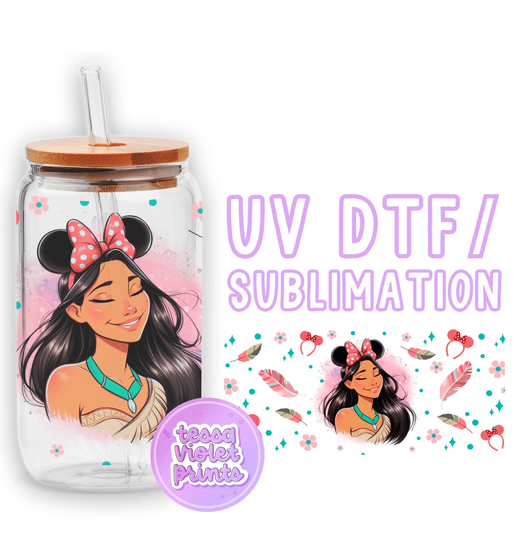 a glass jar with a picture of a girl with a bow on her head