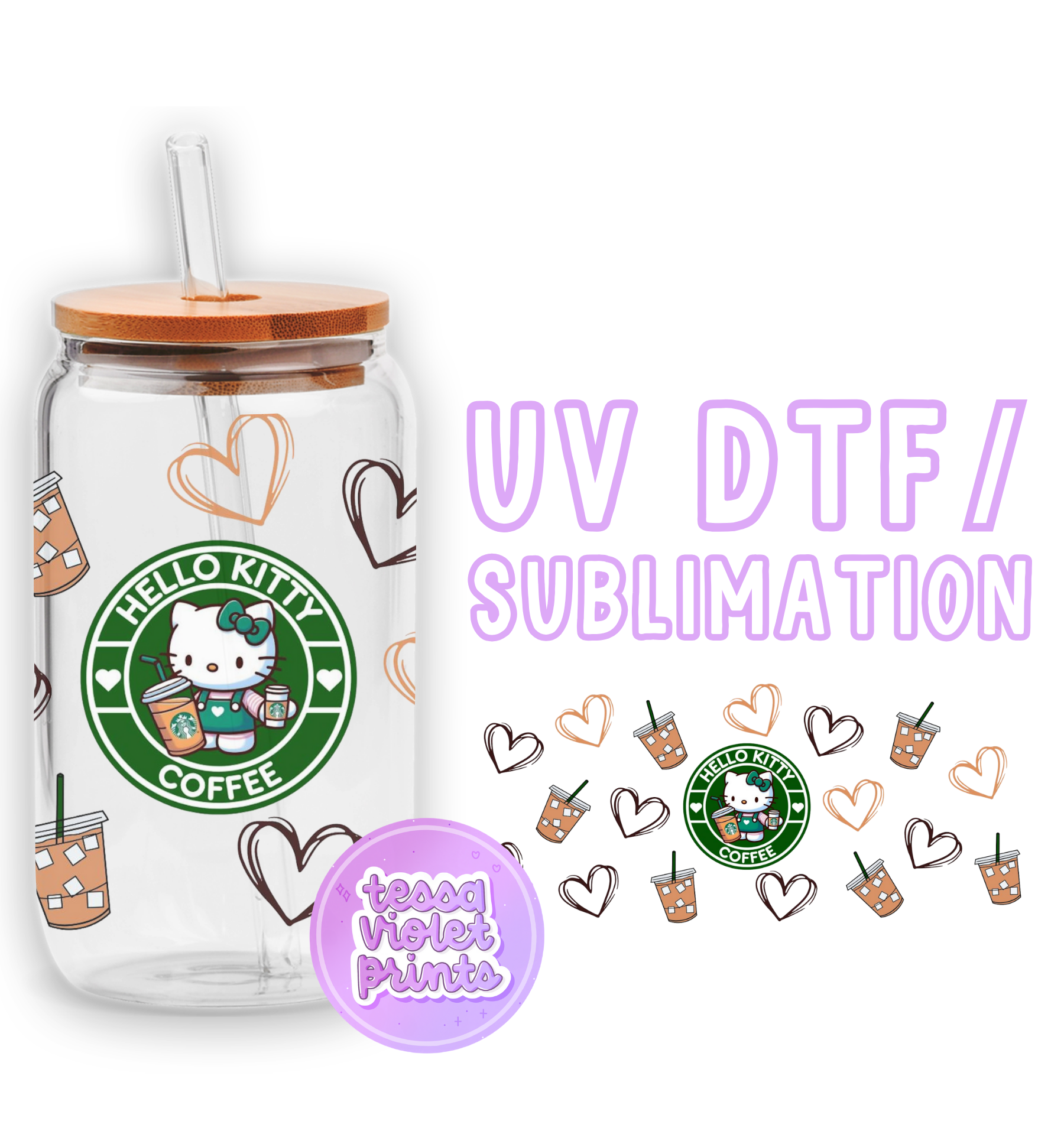 a starbucks cup with a hello kitty sticker on it