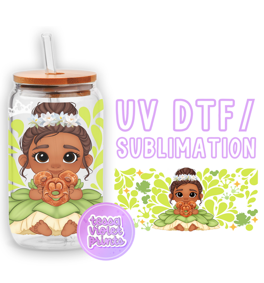 a glass jar with a picture of a girl holding a teddy bear